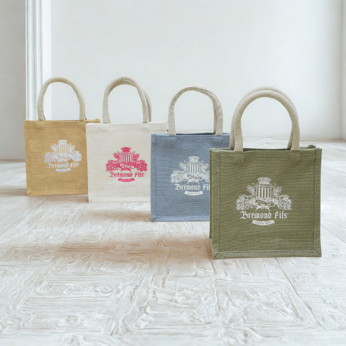 メゾンブレモンド1830 紋章入りミニジュートバッグ4枚セット | Maison