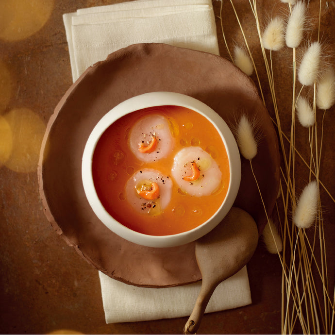かぼちゃとホタテの柑橘スープ