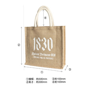 1830ロゴ入りジュートバッグ（ナチュラル・M）